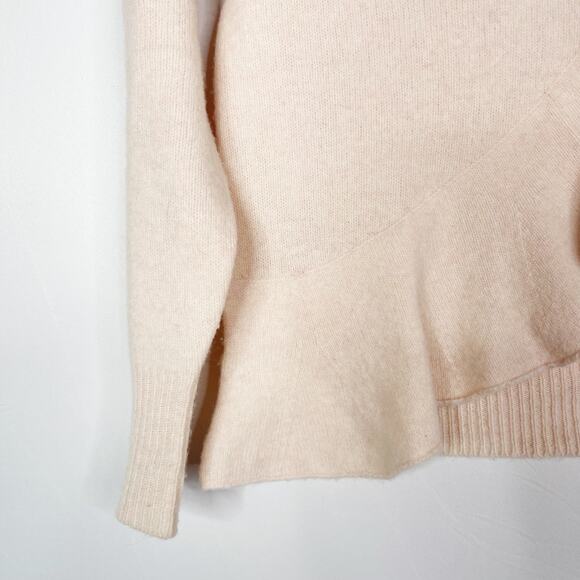 J Crew Womens XSmall Light Pink Ruffle Crewneck Sweater Boiled Merino Wool XS - Picture 6 of 12